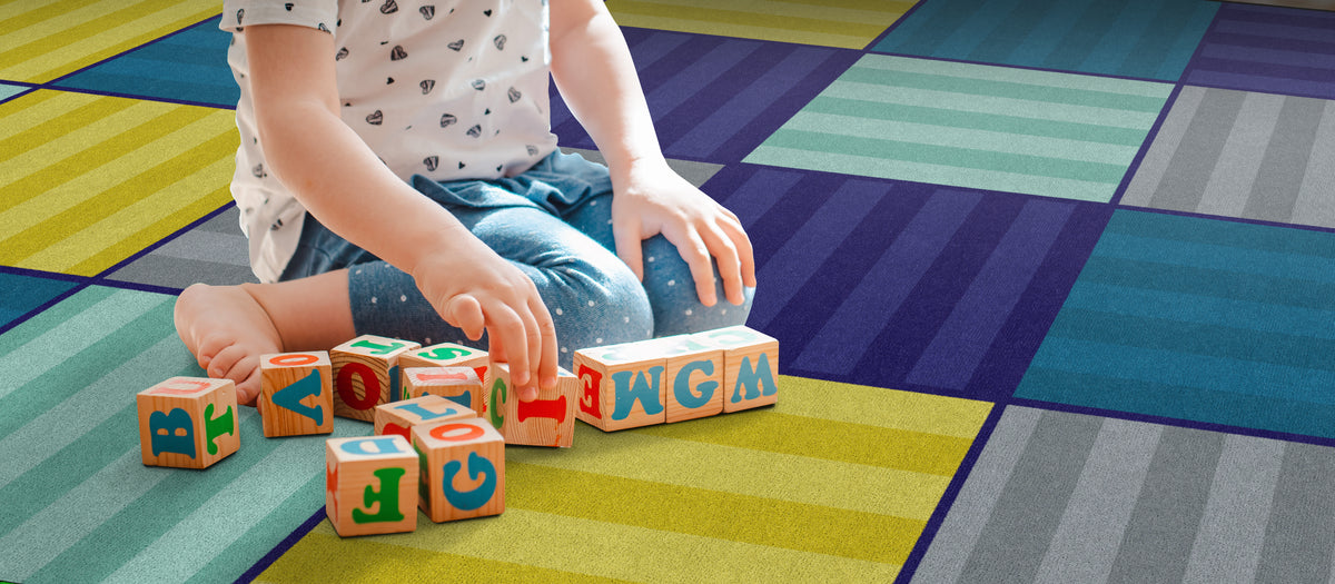 Calming Blocks Tonal Stripe Rug, view 2