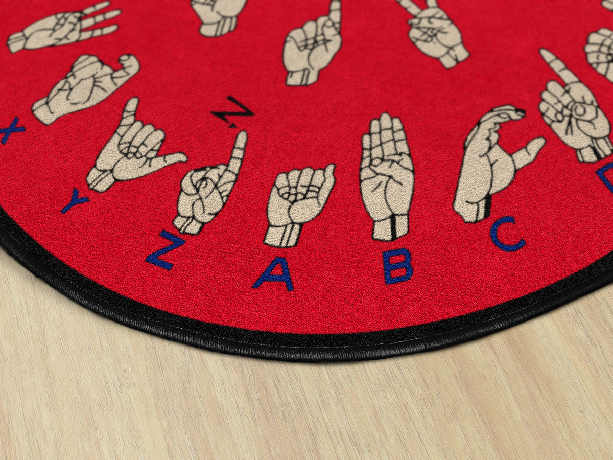 Sign Language Alphabet Round Rug, view 3