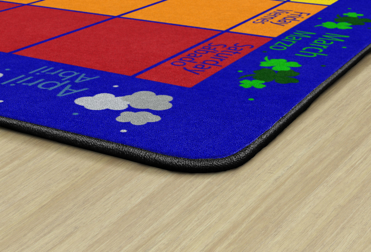 Bilingual Monthly Calendar Seating Rug, view 2