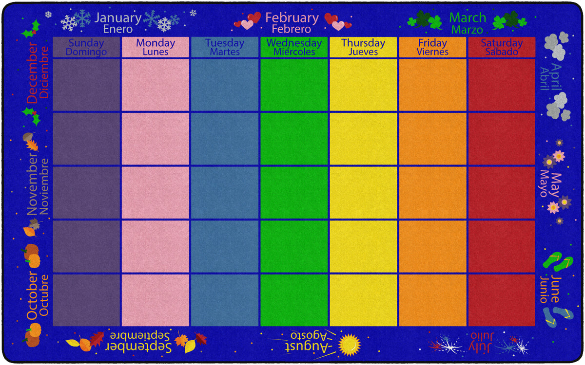 Bilingual Monthly Calendar Seating Rug, view 4