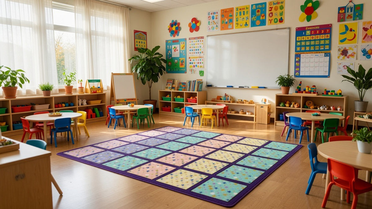 Pastel Star Seating Squares Classroom Rug, view 4