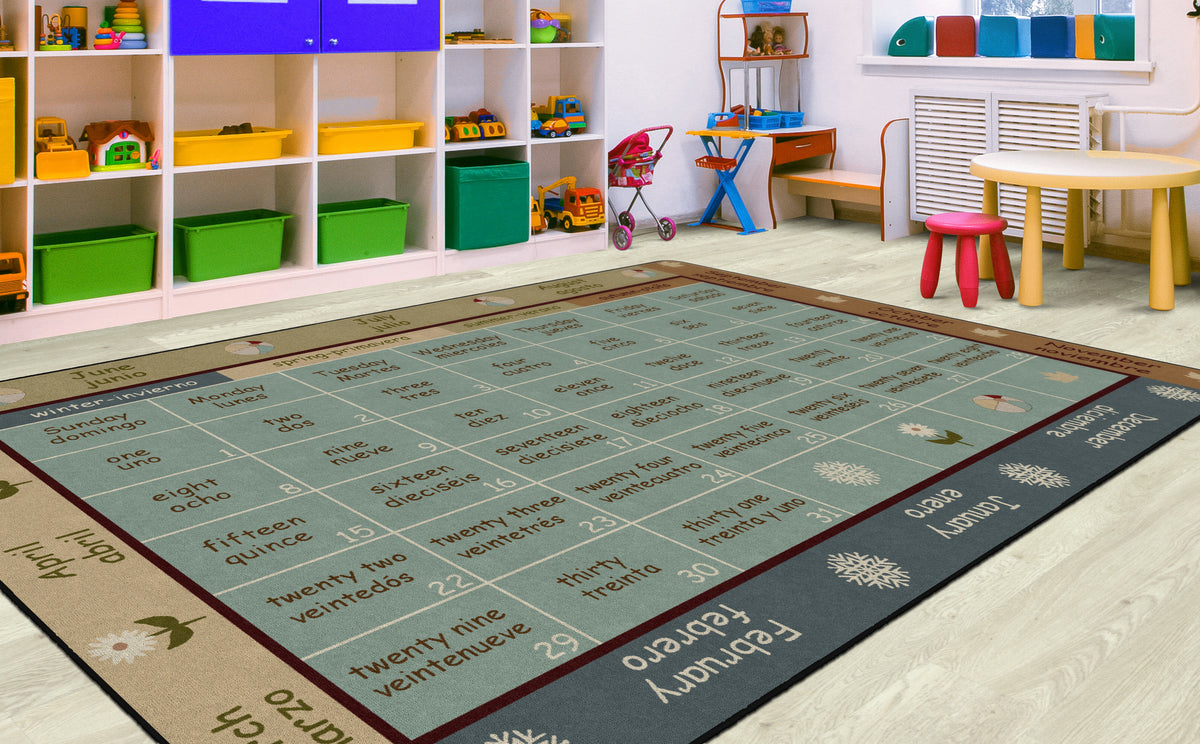Bilingual Four Seasons Calendar Rug