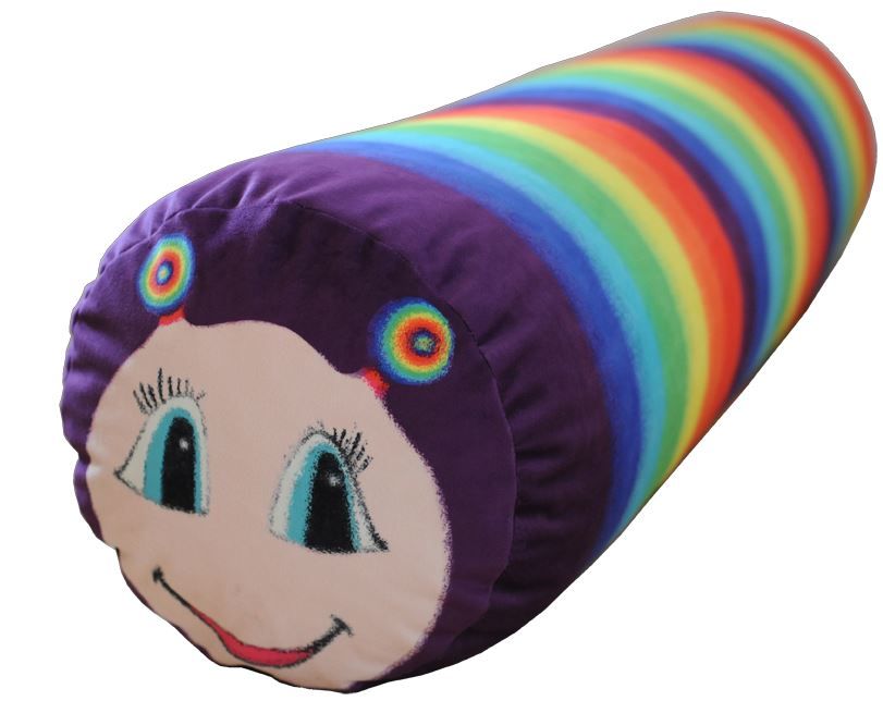 Rainbow Caterpillar Log Cushion by Woodsmen