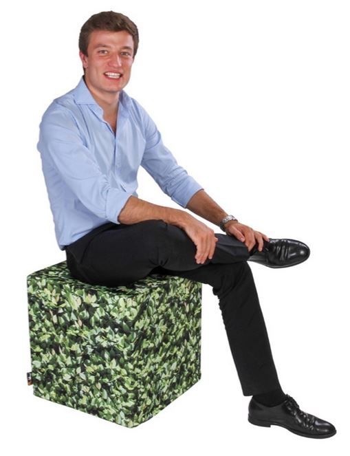 Leaf Print Cube Seat by Woodsmen