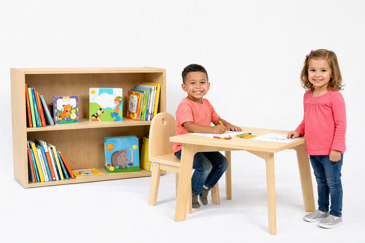 Nordic Table, Chairs & Bookcase Set by Playscapes