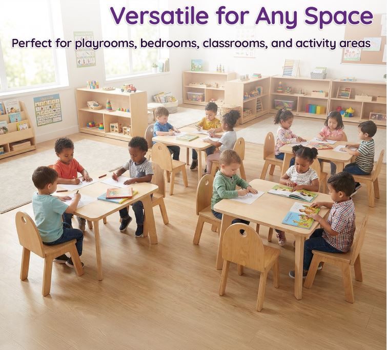 Nordic Table, Chairs & Bookcase Set by Playscapes