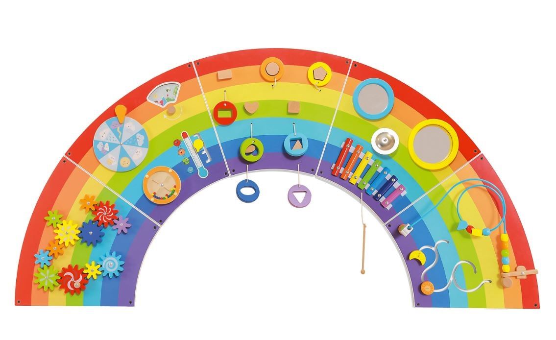 Rainbow 10-Activity Sensory Wall Panel by Moje Bambino