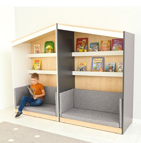 Reading Nook Bookcase with High-Back Seat by NOVUM