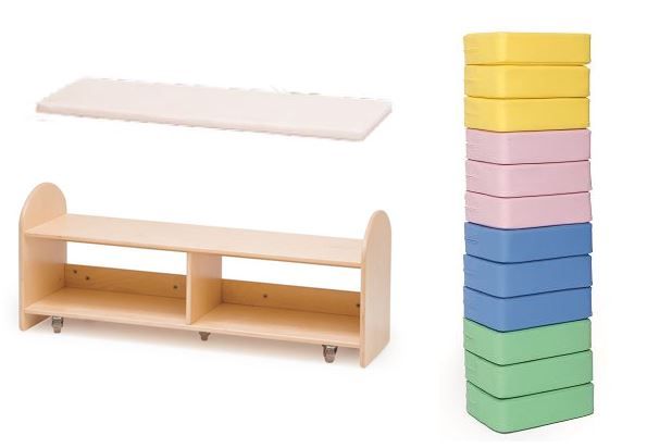 Mobile Toddler Bench with Floor Cushions by NOVUM