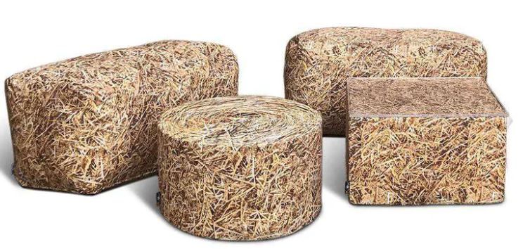 Straw Bale Soft Bench by Woodsmen