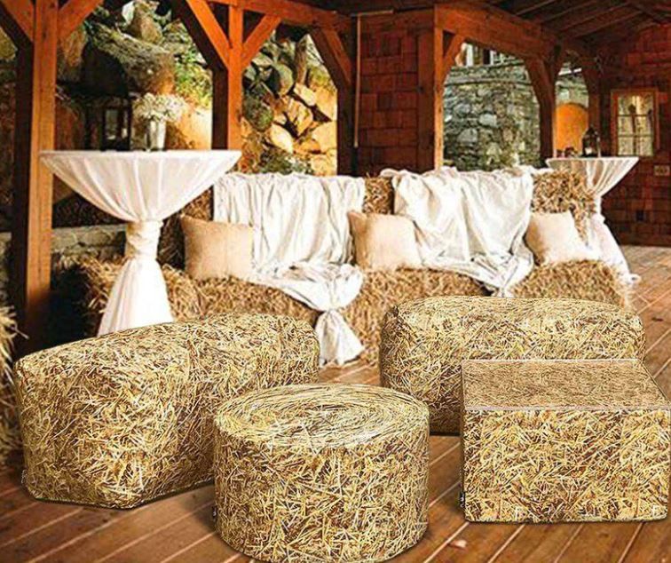 Straw Bale Soft Bench by Woodsmen