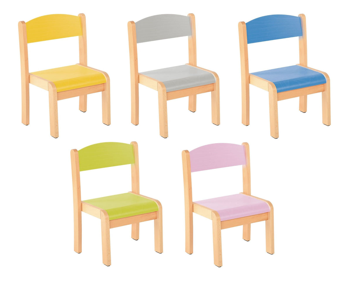 Stackable Beech Classroom Chair, Pastel Colors by Moje Bambino