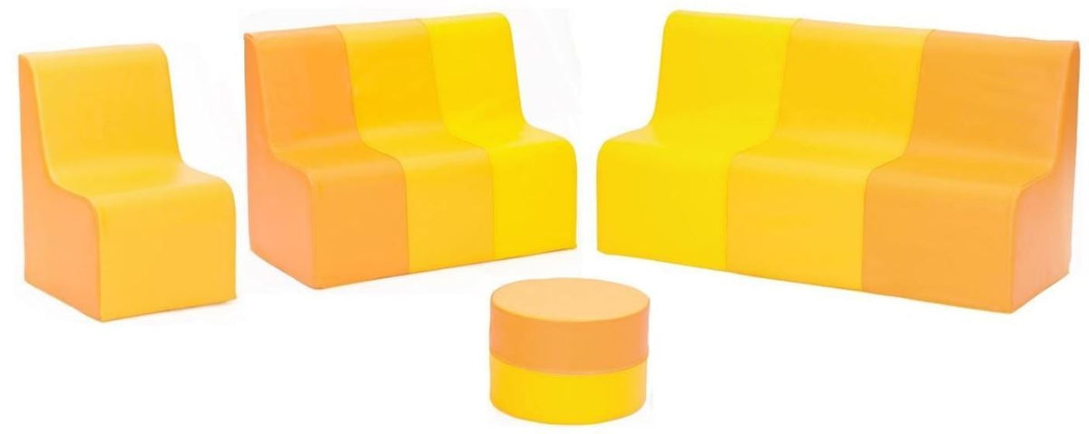 Yellow Sunny Foam Sofas & Table by NOVUM