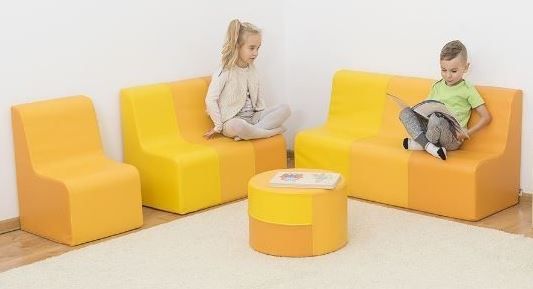 Yellow Sunny Foam Sofas & Table by NOVUM