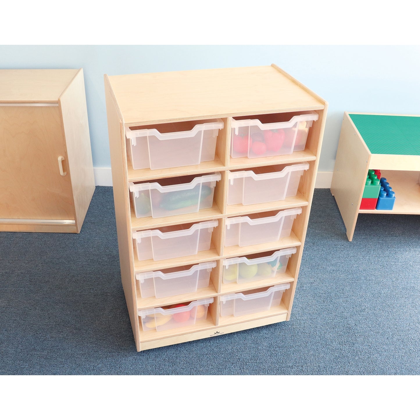 10 Cubby Mobile Tray Storage Cabinet