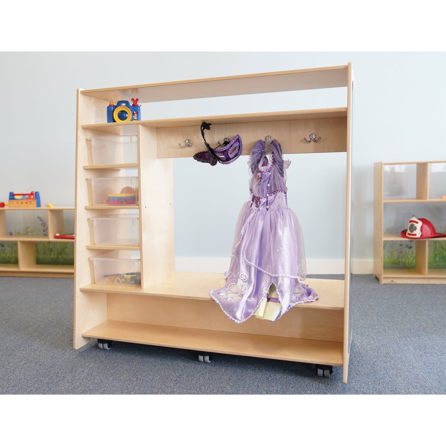 Mobile Dress-Up Center With Trays and Mirror