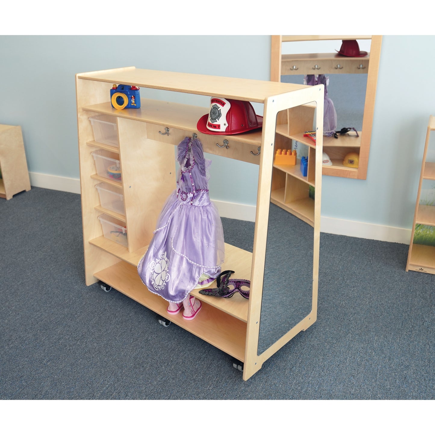 Mobile Dress-Up Center With Trays and Mirror