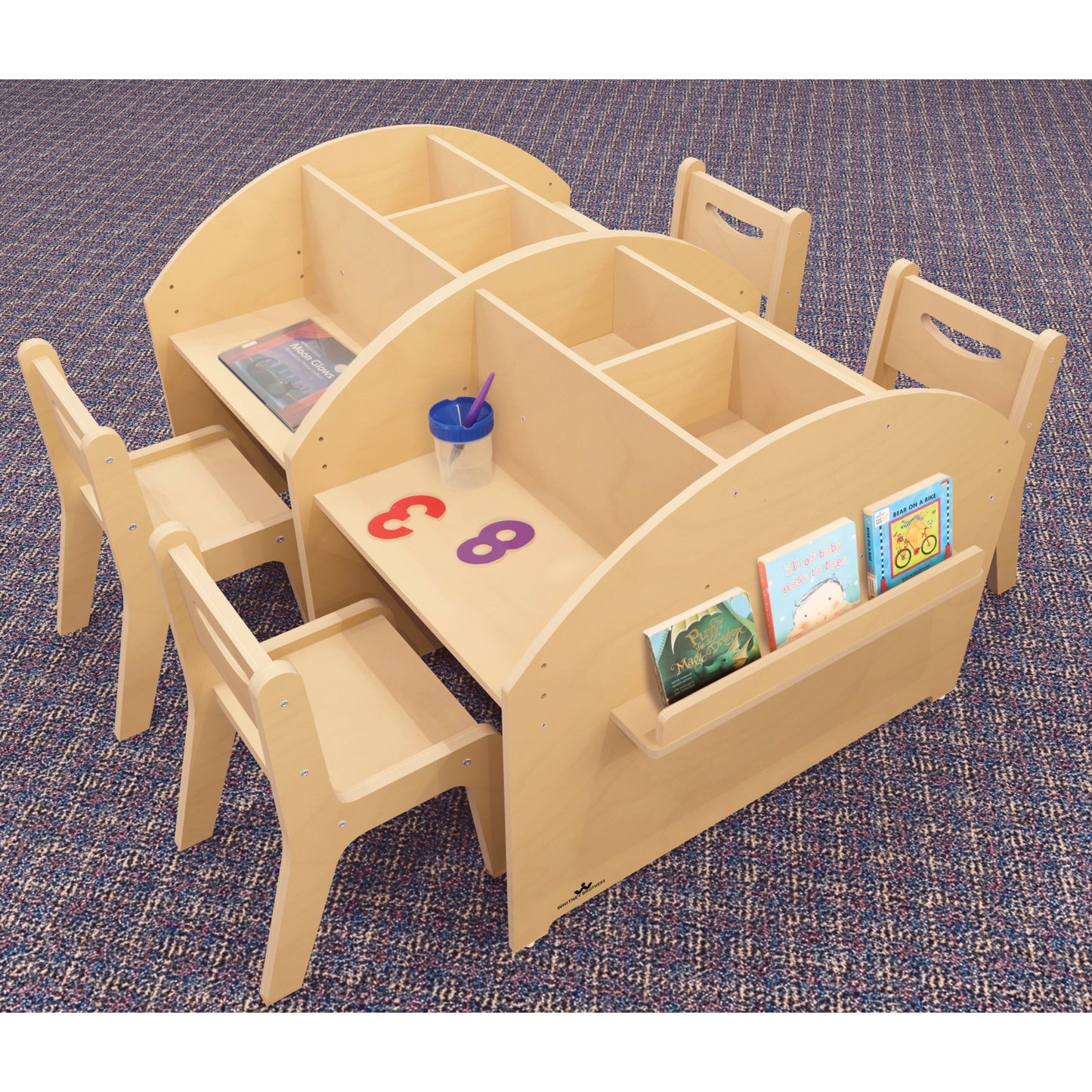 Two Student Adjustable Library Desk