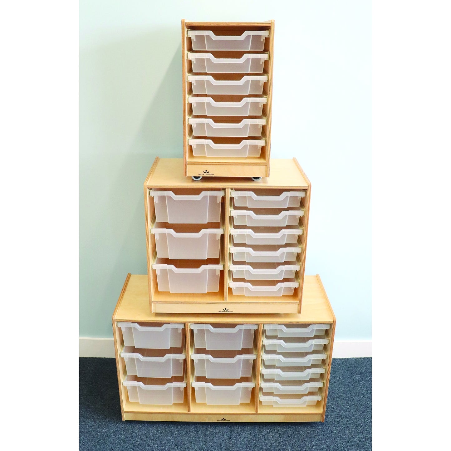 Clear Tray Triple Column Storage Cabinet